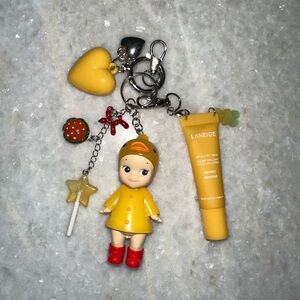 Authentic Rainy Day Duck Sonny Angel Bag Charm with Laneige Lip